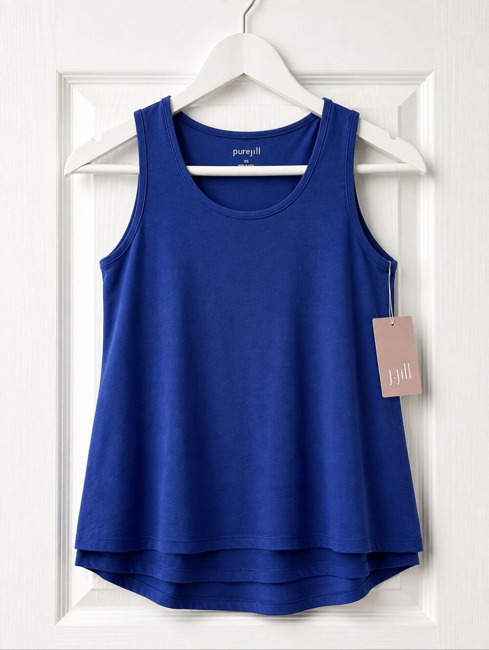 NWT Pure Jill J. Jill Layered Sleeveless Tank Top Blue 100% Cotton XS